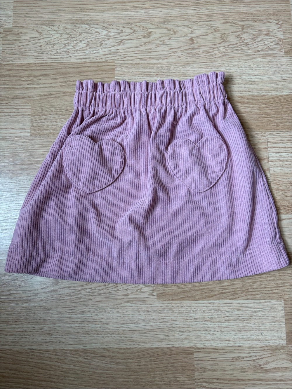 SHEIN Pink Corduroy Skirt with Heart Pockets